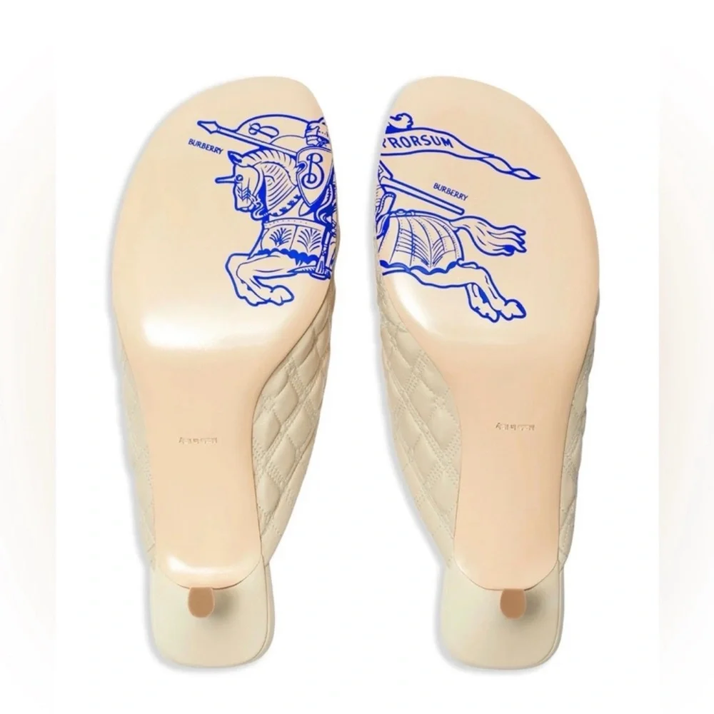 Burberry Embroidered Quilted Slip-On Mules - Picture 5 of 8